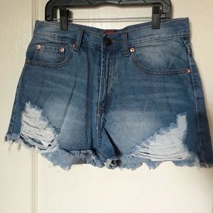 High waisted jean shorts